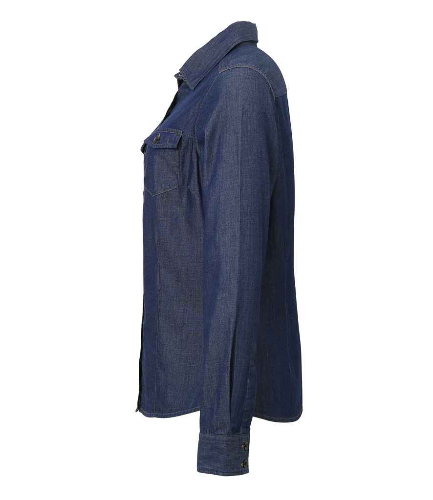 Premier PR322 Indigo Denim Left - Shirt Ready to be Embroidered and Printed by Custard Workwear - Cheap Personalised and Customised Workwear in Nottinghamshire, Derbyshire and Leicestershire