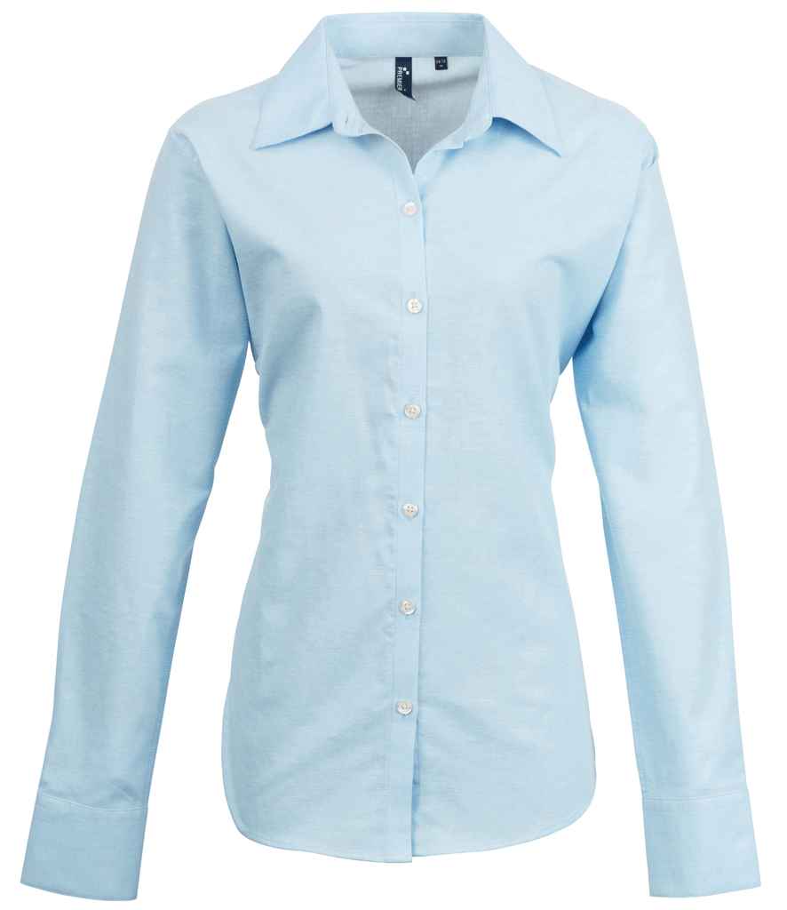 Premier PR334 Light Blue Front - Ladies Shirt Ready to be Embroidered and Printed by Custard Workwear - Cheap Personalised and Customised Workwear in Nottinghamshire, Derbyshire and Leicestershire