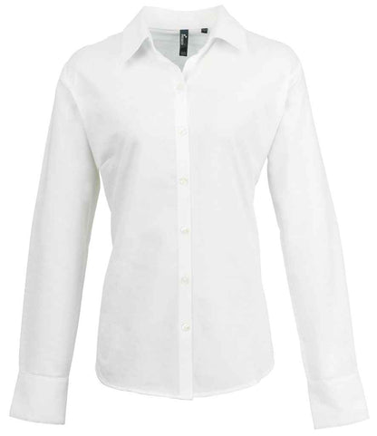 Premier PR334 White Front - Shirt Ready to be Embroidered and Printed by Custard Workwear - Cheap Personalised and Customised Workwear in Nottinghamshire, Derbyshire and Leicestershire