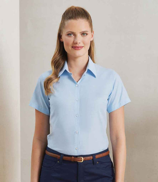 Premier PR336 Light Blue Model - Ladies Shirt Ready to be Embroidered and Printed by Custard Workwear - Cheap Personalised and Customised Workwear in Nottinghamshire, Derbyshire and Leicestershire