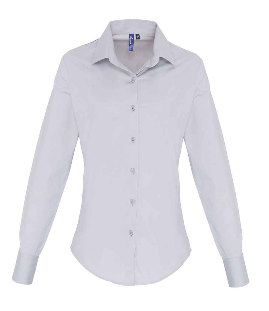 Premier PR344 Silver Front - Shirt Ready to be Embroidered and Printed by Custard Workwear - Cheap Personalised and Customised Workwear in Nottinghamshire, Derbyshire and Leicestershire