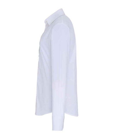 Premier PR344 White Left - Shirt Ready to be Embroidered and Printed by Custard Workwear - Cheap Personalised and Customised Workwear in Nottinghamshire, Derbyshire and Leicestershire