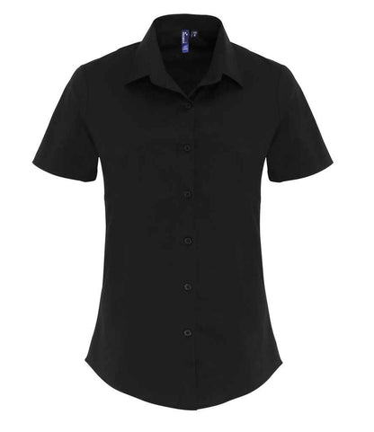 Premier PR346 Black Front - Ladies Shirt Ready to be Embroidered and Printed by Custard Workwear - Cheap Personalised and Customised Workwear in Nottinghamshire, Derbyshire and Leicestershire