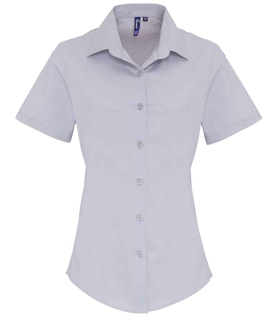 Premier PR346 Silver Front - Ladies Shirt Ready to be Embroidered and Printed by Custard Workwear - Cheap Personalised and Customised Workwear in Nottinghamshire, Derbyshire and Leicestershire