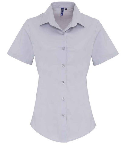 Premier PR346 Silver Front - Ladies Shirt Ready to be Embroidered and Printed by Custard Workwear - Cheap Personalised and Customised Workwear in Nottinghamshire, Derbyshire and Leicestershire