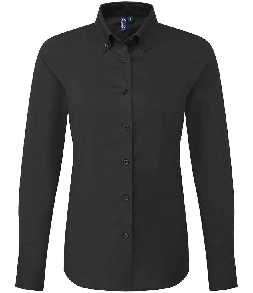 Premier PR384 Black Front - Shirt Ready to be Embroidered and Printed by Custard Workwear - Cheap Personalised and Customised Workwear in Nottinghamshire, Derbyshire and Leicestershire