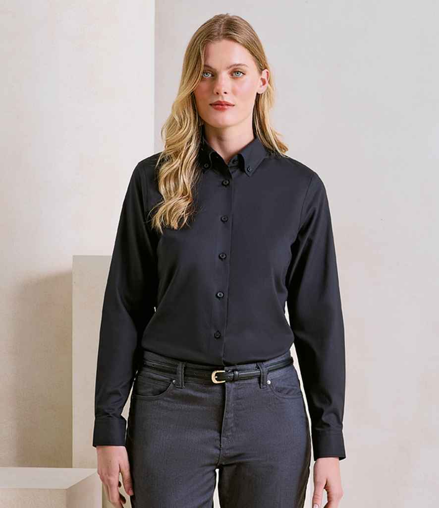 Premier PR384 Black Model - Ladies Shirt Ready to be Embroidered and Printed by Custard Workwear - Cheap Personalised and Customised Workwear in Nottinghamshire, Derbyshire and Leicestershire