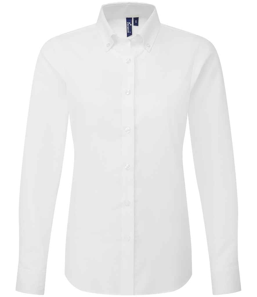 Premier PR384 White Front - Ladies Shirt Ready to be Embroidered and Printed by Custard Workwear - Cheap Personalised and Customised Workwear in Nottinghamshire, Derbyshire and Leicestershire