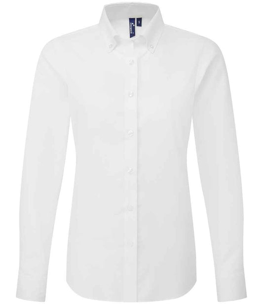 Premier PR384 White Front - Ladies Shirt Ready to be Embroidered and Printed by Custard Workwear - Cheap Personalised and Customised Workwear in Nottinghamshire, Derbyshire and Leicestershire