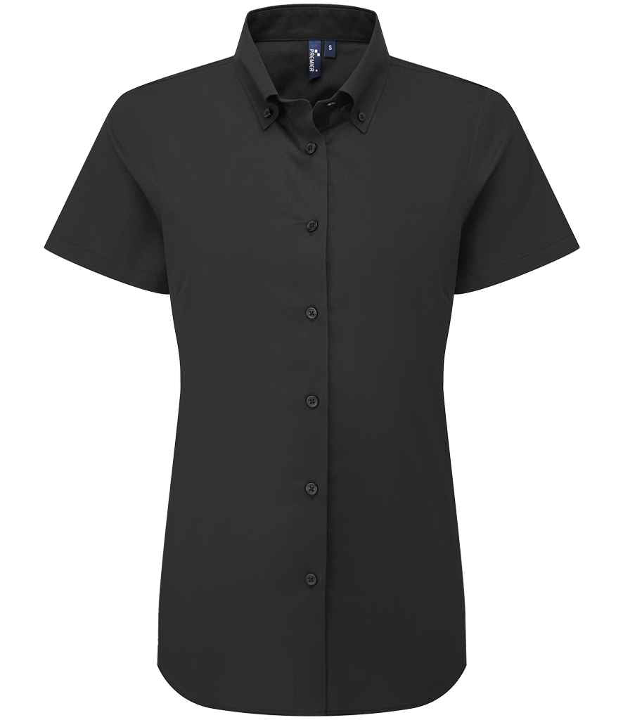 Premier PR386 Black Front - Ladies Shirt Ready to be Embroidered and Printed by Custard Workwear - Cheap Personalised and Customised Workwear in Nottinghamshire, Derbyshire and Leicestershire