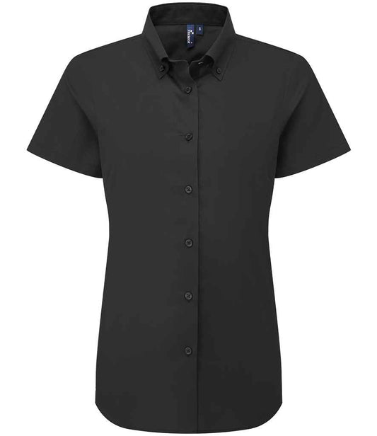 Premier PR386 Black Front - Ladies Shirt Ready to be Embroidered and Printed by Custard Workwear - Cheap Personalised and Customised Workwear in Nottinghamshire, Derbyshire and Leicestershire