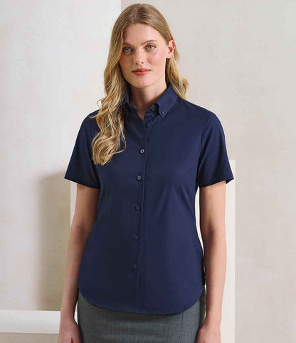 Premier PR386 Navy Model - Ladies Shirt Ready to be Embroidered and Printed by Custard Workwear - Cheap Personalised and Customised Workwear in Nottinghamshire, Derbyshire and Leicestershire
