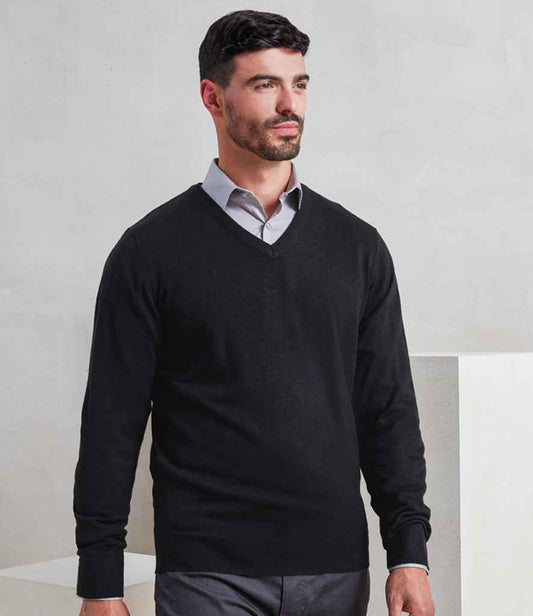 Premier PR400 Black Model - Knitted Jumper Ready to be Embroidered by Custard Workwear - Cheap Personalised and Customised Workwear in Nottinghamshire, Derbyshire and Leicestershire