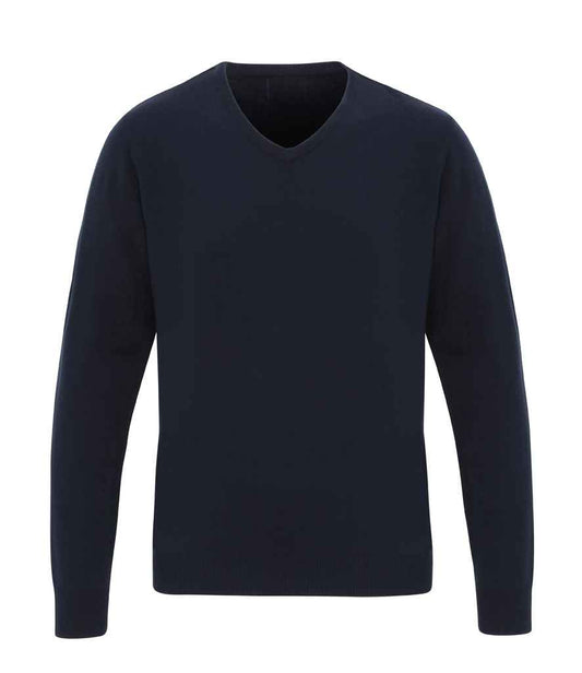 Premier PR400 Navy Front - Knitted Jumper Ready to be Embroidered by Custard Workwear - Cheap Personalised and Customised Workwear in Nottinghamshire, Derbyshire and Leicestershire