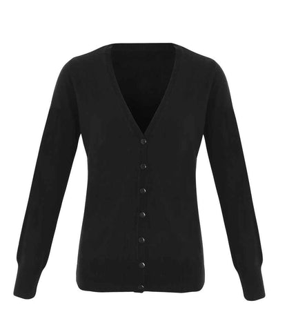 Premier PR402 Black Front - Cardigan Ready to be Embroidered by Custard Workwear - Cheap Personalised and Customised Workwear in Nottinghamshire, Derbyshire and Leicestershire