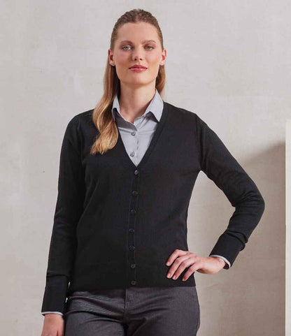 Premier PR402 Black Model - Knitted Cardigan Ready to be Embroidered by Custard Workwear - Cheap Personalised and Customised Workwear in Nottinghamshire, Derbyshire and Leicestershire