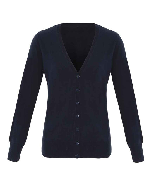 Premier PR402 Navy Front - Knitted Cardigan Ready to be Embroidered by Custard Workwear - Cheap Personalised and Customised Workwear in Nottinghamshire, Derbyshire and Leicestershire