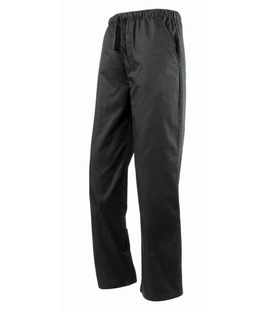 Premier PR553 Black Front - Chef's Trousers Ready to be  by Custard Workwear - Cheap Personalised and Customised Workwear in Nottinghamshire, Derbyshire and Leicestershire