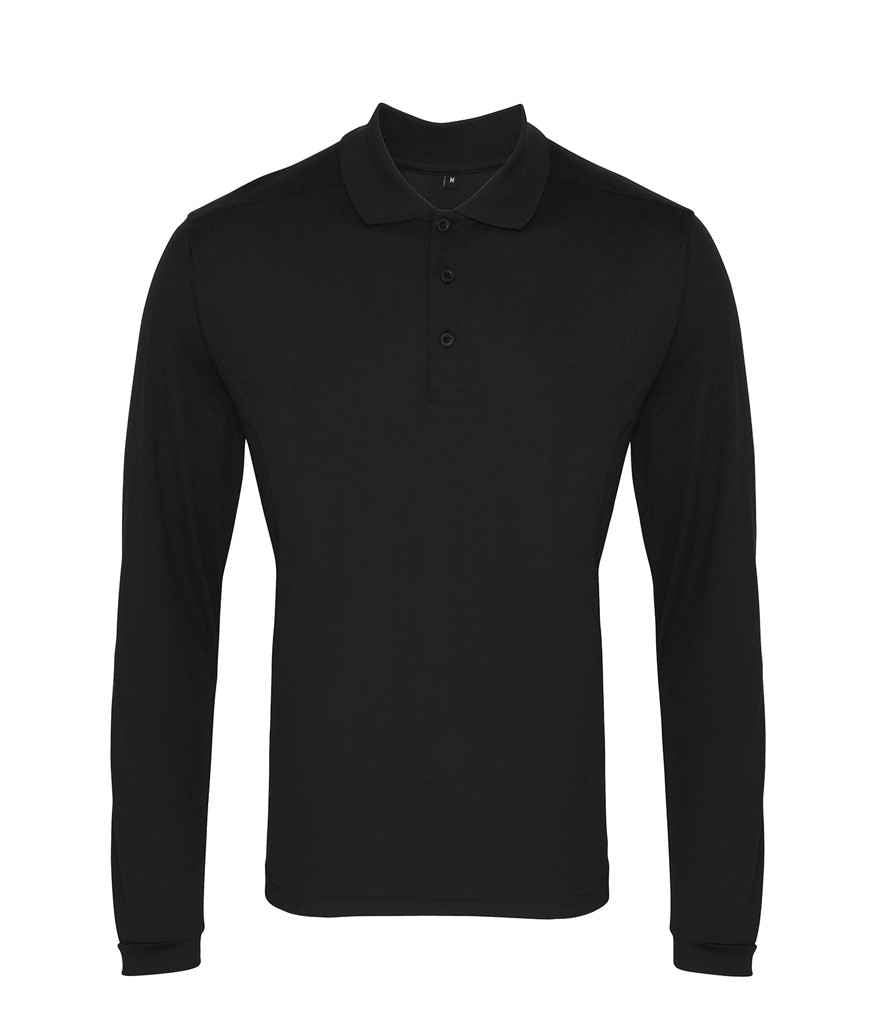 Premier PR617 Black Front - Polo Ready to be Printed by Custard Workwear - Cheap Personalised and Customised Workwear in Nottinghamshire, Derbyshire and Leicestershire