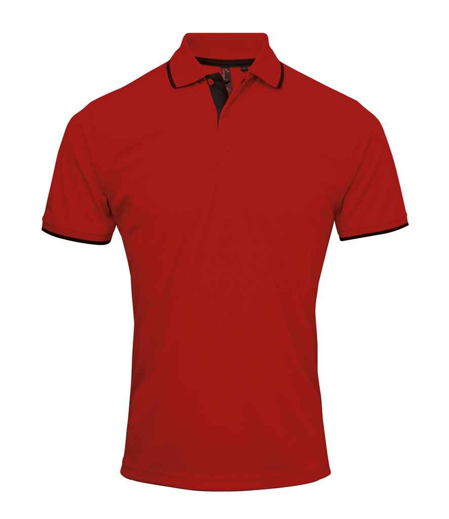 Premier PR618 Red/Black Front - Polo Ready to be Printed by Custard Workwear - Cheap Personalised and Customised Workwear in Nottinghamshire, Derbyshire and Leicestershire