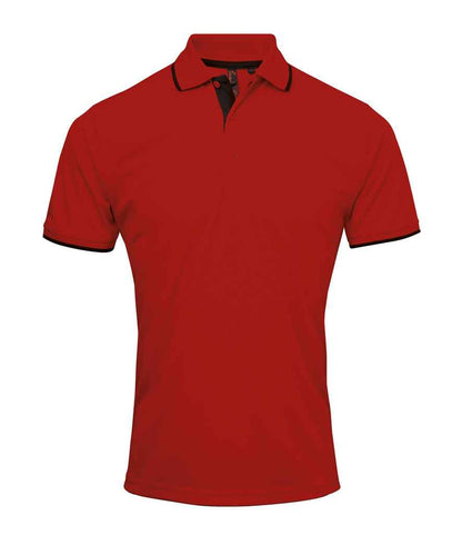 Premier PR618 Red/Black Front - Polo Ready to be Printed by Custard Workwear - Cheap Personalised and Customised Workwear in Nottinghamshire, Derbyshire and Leicestershire