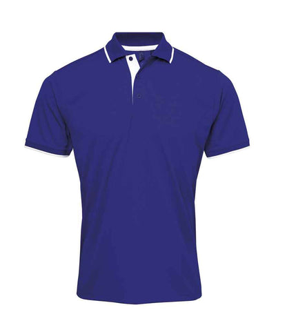 Premier PR618 Royal Blue/White Front - Polo Ready to be Printed by Custard Workwear - Cheap Personalised and Customised Workwear in Nottinghamshire, Derbyshire and Leicestershire