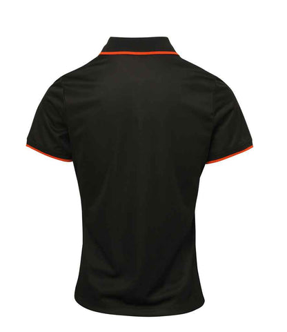 Premier PR619 Black/Orange Back - Polo Ready to be Printed by Custard Workwear - Cheap Personalised and Customised Workwear in Nottinghamshire, Derbyshire and Leicestershire