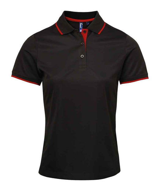 Premier PR619 Black/Red Front - Polo Ready to be Printed by Custard Workwear - Cheap Personalised and Customised Workwear in Nottinghamshire, Derbyshire and Leicestershire