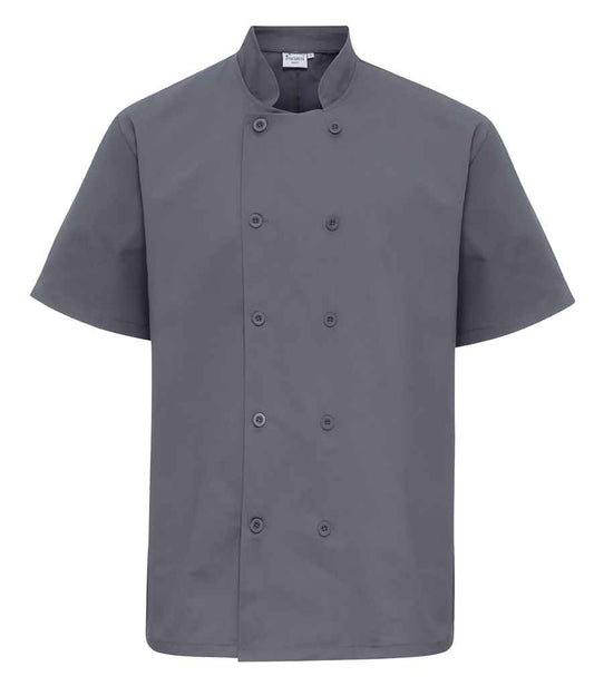 Premier PR656 Steel Front - Chef's Jacket Ready to be Embroidered and Printed by Custard Workwear - Cheap Personalised and Customised Workwear in Nottinghamshire, Derbyshire and Leicestershire