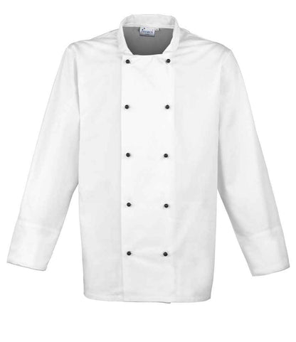 Premier PR661 White Front - Tunic Ready to be Embroidered and Printed by Custard Workwear - Cheap Personalised and Customised Workwear in Nottinghamshire, Derbyshire and Leicestershire