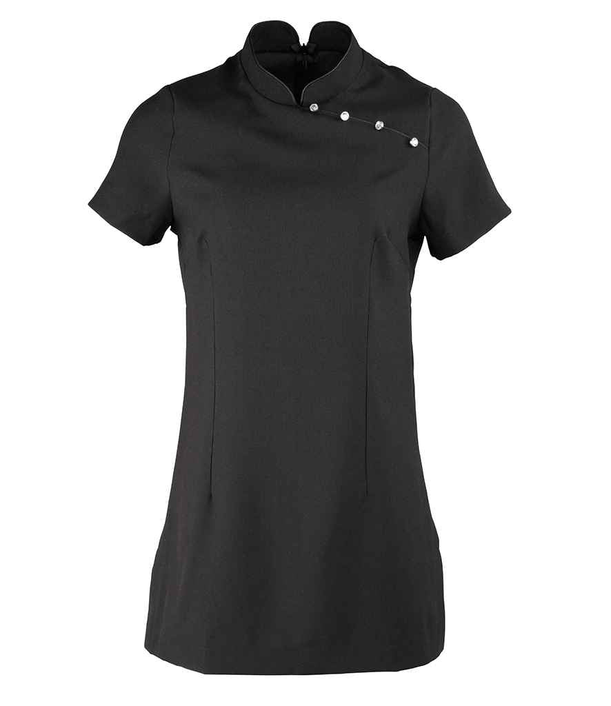 Premier PR681 Black Front - Tunic Ready to be Embroidered and Printed by Custard Workwear - Cheap Personalised and Customised Workwear in Nottinghamshire, Derbyshire and Leicestershire