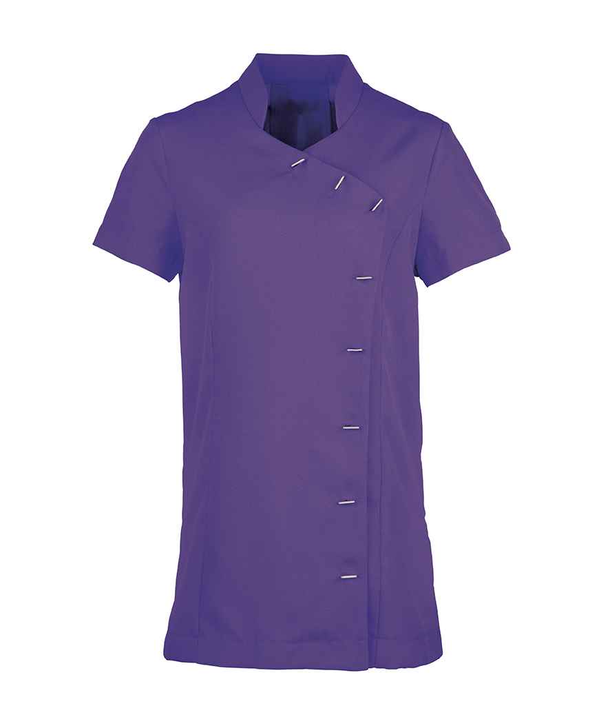 Premier PR682 Purple Front - Beauty Tunic Ready to be Embroidered and Printed by Custard Workwear - Cheap Personalised and Customised Workwear in Nottinghamshire, Derbyshire and Leicestershire