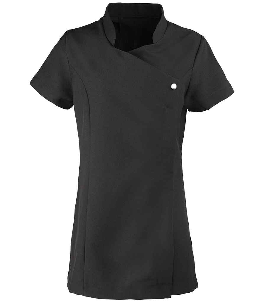 Premier PR683 Black Front - Tunic Ready to be Embroidered and Printed by Custard Workwear - Cheap Personalised and Customised Workwear in Nottinghamshire, Derbyshire and Leicestershire