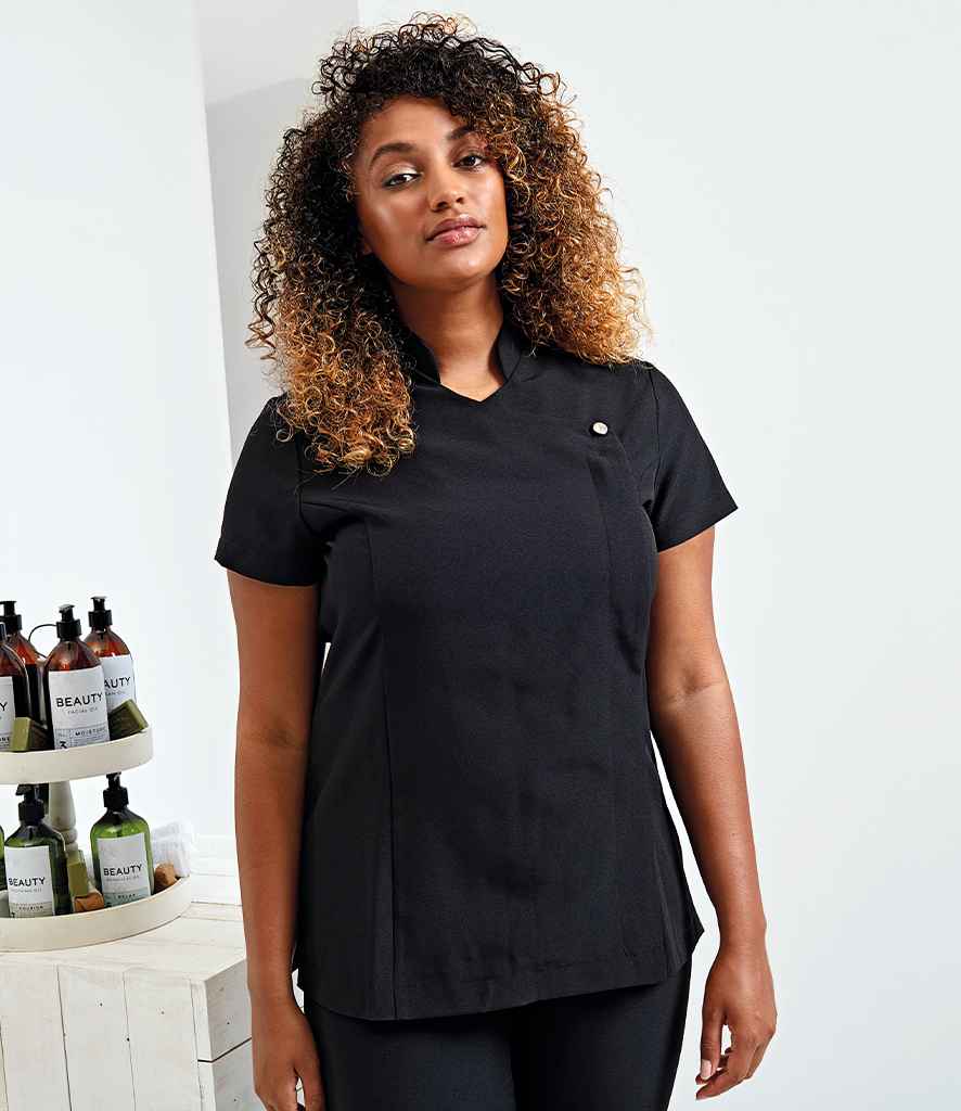 Premier PR683 Black Model - Beauty Tunic Ready to be Embroidered and Printed by Custard Workwear - Cheap Personalised and Customised Workwear in Nottinghamshire, Derbyshire and Leicestershire