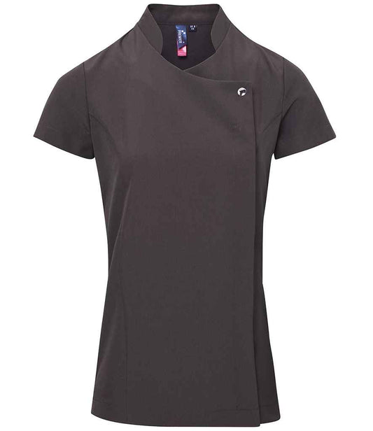 Premier PR683 Dark Grey Front - Beauty Tunic Ready to be Embroidered and Printed by Custard Workwear - Cheap Personalised and Customised Workwear in Nottinghamshire, Derbyshire and Leicestershire
