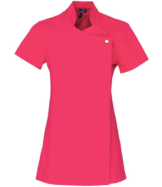 Premier PR683 Hot Pink Front - Beauty Tunic Ready to be Embroidered and Printed by Custard Workwear - Cheap Personalised and Customised Workwear in Nottinghamshire, Derbyshire and Leicestershire