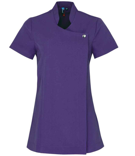 Premier PR683 Purple Front - Beauty Tunic Ready to be Embroidered and Printed by Custard Workwear - Cheap Personalised and Customised Workwear in Nottinghamshire, Derbyshire and Leicestershire