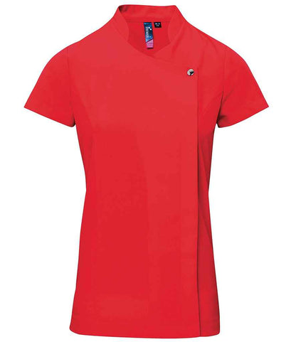 Premier PR683 Strawberry Red Front - Tunic Ready to be Embroidered and Printed by Custard Workwear - Cheap Personalised and Customised Workwear in Nottinghamshire, Derbyshire and Leicestershire