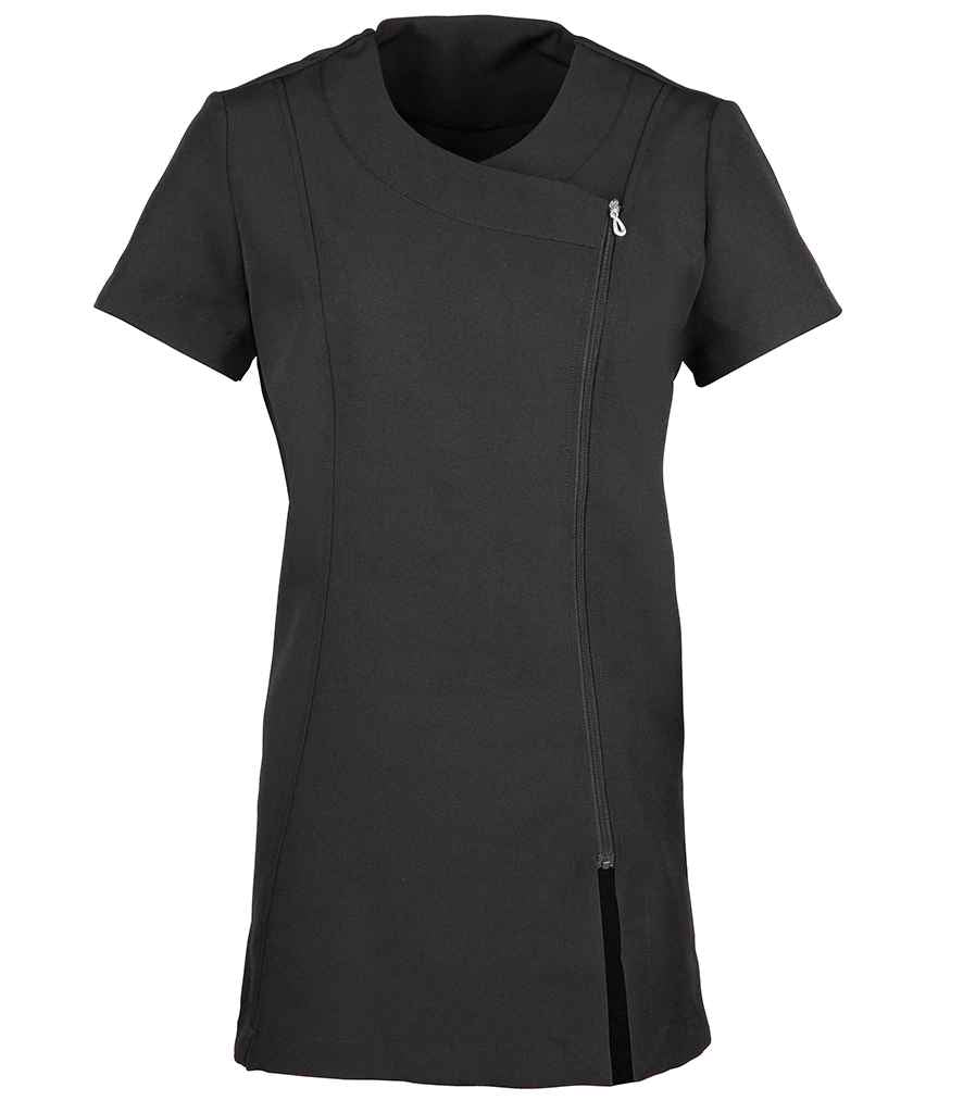 Premier PR686 Black Front - Tunic Ready to be  by Custard Workwear - Cheap Personalised and Customised Workwear in Nottinghamshire, Derbyshire and Leicestershire