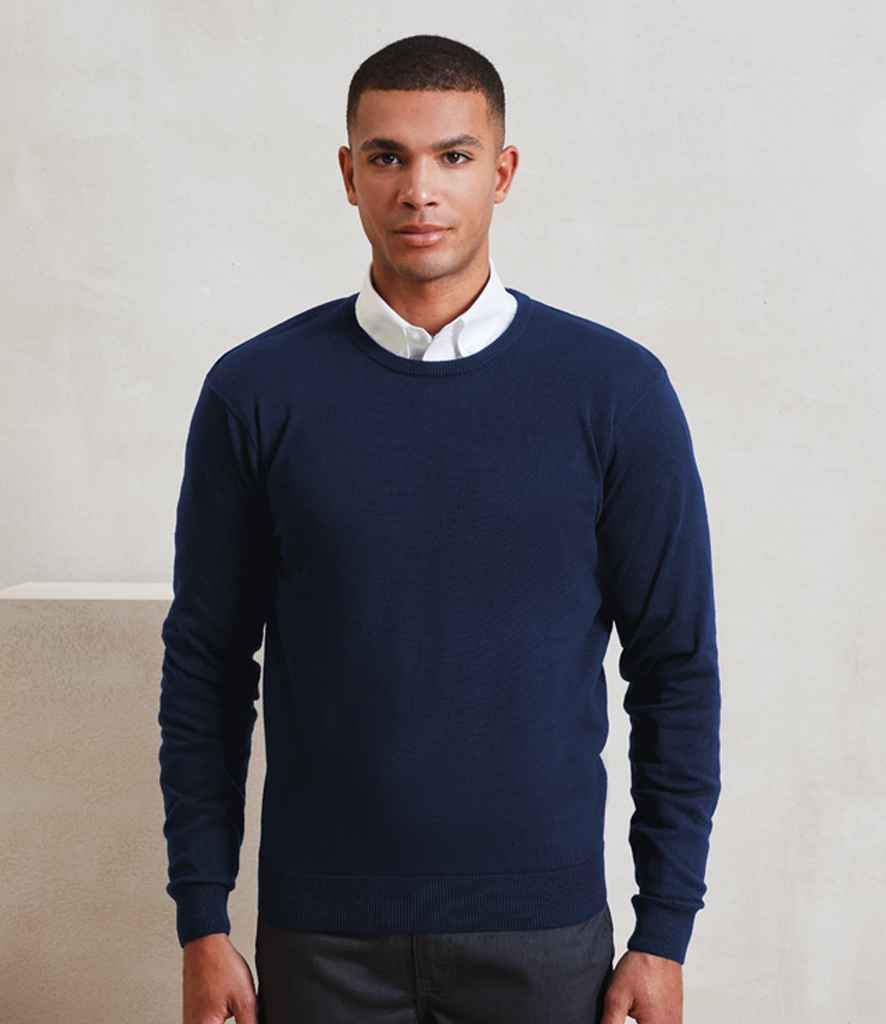 Premier PR692 Navy Model - Knitted Jumper Ready to be Embroidered by Custard Workwear - Cheap Personalised and Customised Workwear in Nottinghamshire, Derbyshire and Leicestershire