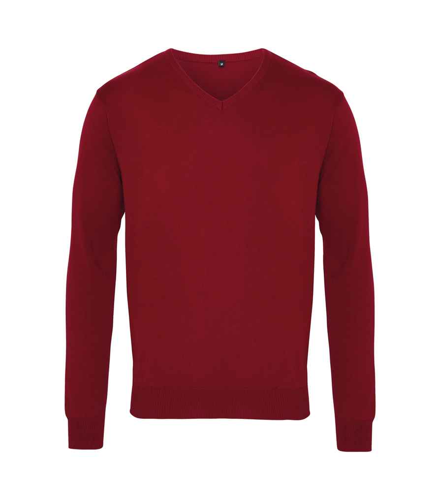 Premier PR694 Burgundy Front - Knitted Jumper Ready to be Embroidered by Custard Workwear - Cheap Personalised and Customised Workwear in Nottinghamshire, Derbyshire and Leicestershire