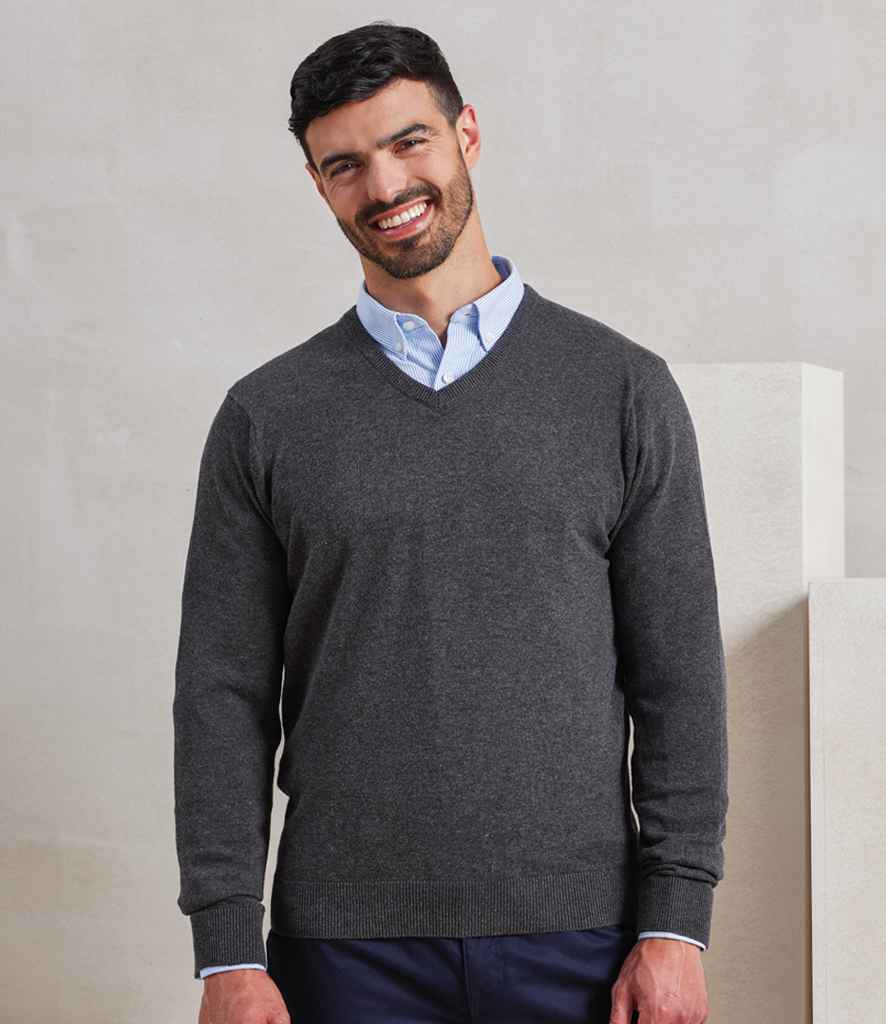 Premier PR694 Charcoal Model - Knitted Jumper Ready to be Embroidered by Custard Workwear - Cheap Personalised and Customised Workwear in Nottinghamshire, Derbyshire and Leicestershire
