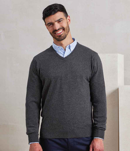 Premier PR694 Charcoal Model - Knitted Jumper Ready to be Embroidered by Custard Workwear - Cheap Personalised and Customised Workwear in Nottinghamshire, Derbyshire and Leicestershire