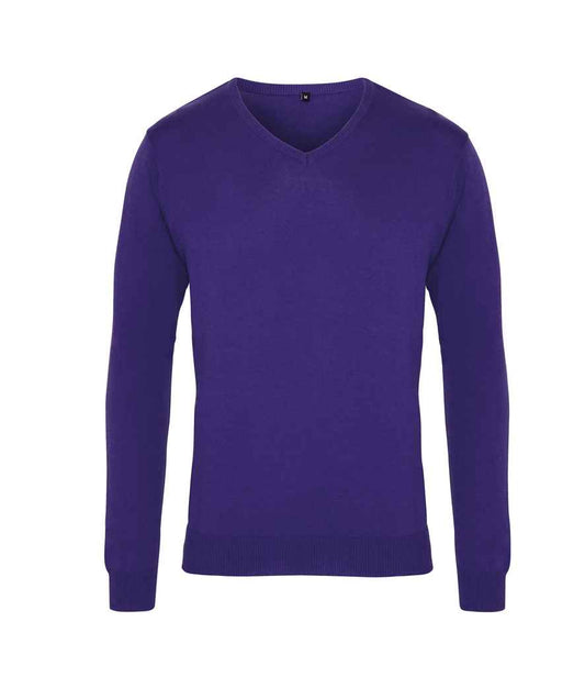 Premier PR694 Purple Front - Knitted Jumper Ready to be Embroidered by Custard Workwear - Cheap Personalised and Customised Workwear in Nottinghamshire, Derbyshire and Leicestershire