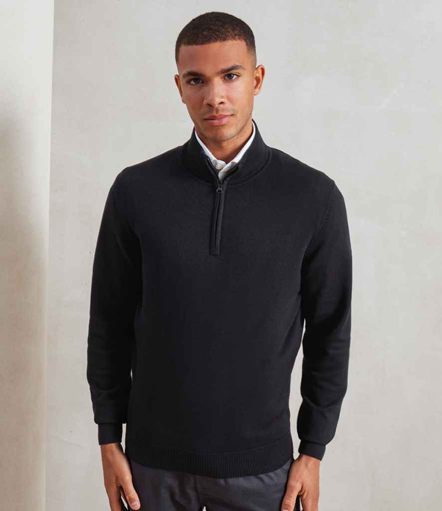 Premier PR695 Black Model - Knitted Jumper Ready to be Embroidered by Custard Workwear - Cheap Personalised and Customised Workwear in Nottinghamshire, Derbyshire and Leicestershire