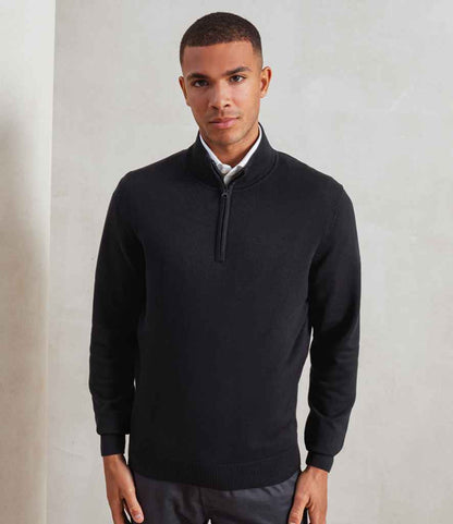 Premier PR695 Black Model - Knitted Jumper Ready to be Embroidered by Custard Workwear - Cheap Personalised and Customised Workwear in Nottinghamshire, Derbyshire and Leicestershire