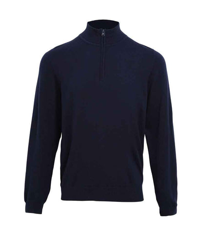 Premier PR695 Navy Front - Knitted Jumper Ready to be Embroidered by Custard Workwear - Cheap Personalised and Customised Workwear in Nottinghamshire, Derbyshire and Leicestershire