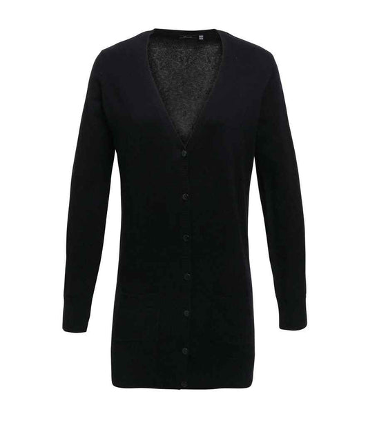 Premier PR698 Black Front - Knitted Cardigan Ready to be Embroidered by Custard Workwear - Cheap Personalised and Customised Workwear in Nottinghamshire, Derbyshire and Leicestershire