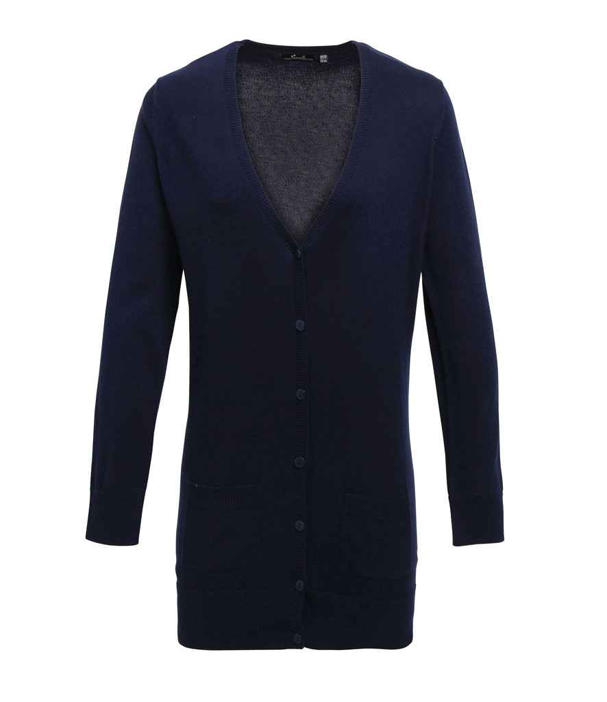 Premier PR698 Navy Front - Knitted Cardigan Ready to be Embroidered by Custard Workwear - Cheap Personalised and Customised Workwear in Nottinghamshire, Derbyshire and Leicestershire