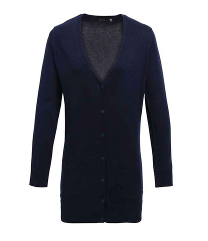 Premier PR698 Navy Front - Knitted Cardigan Ready to be Embroidered by Custard Workwear - Cheap Personalised and Customised Workwear in Nottinghamshire, Derbyshire and Leicestershire
